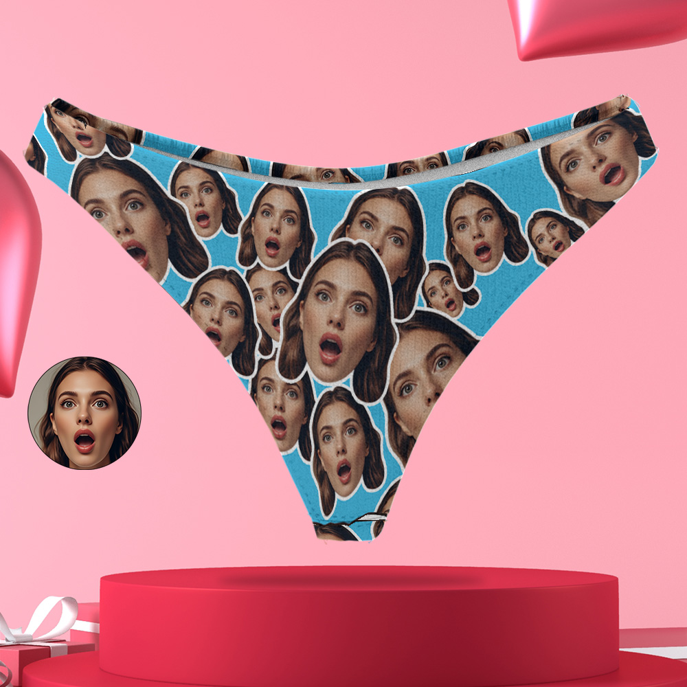 Personalize Pink Face Thong Mash Photo Panties Funny Underwear Briefs Valentine Gift For Her
