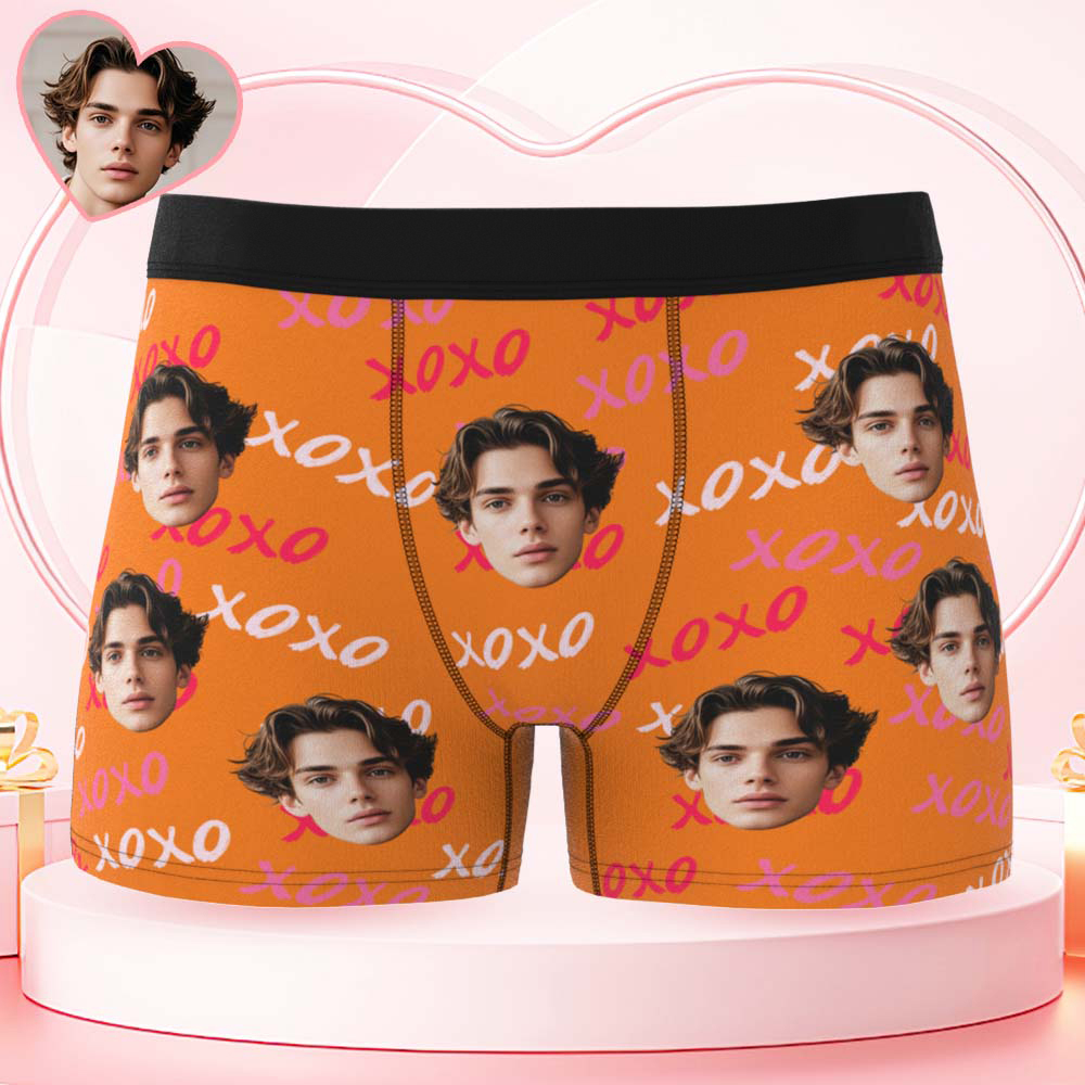 Custom Mens XOXO Hugs and Kisses All Over Boxer Personalized Belt Color Face Boxers Valentines Day Underwear - MyPhotoSocks