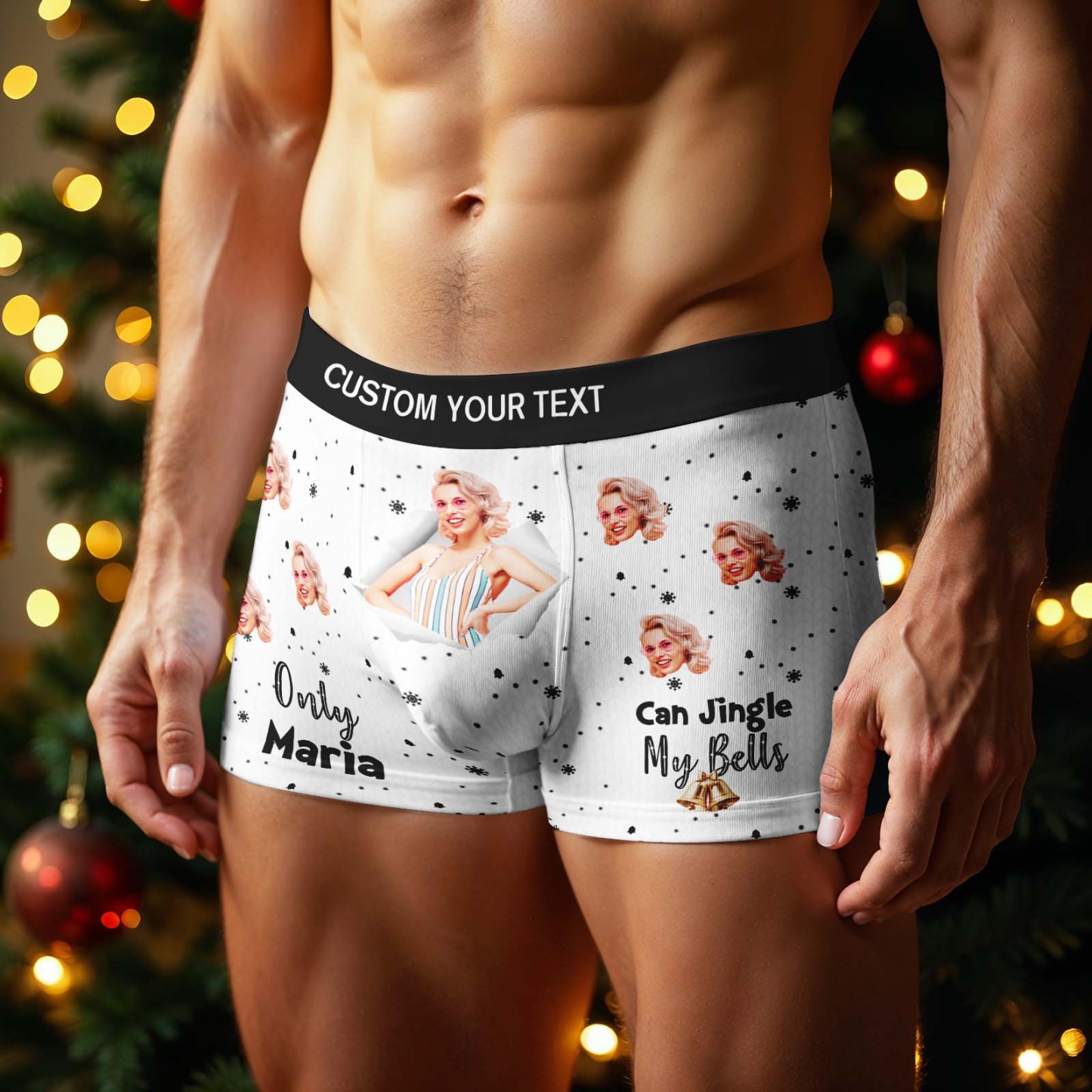 Personalized Face Boxer Men Underwear Christmas Gift Only Can Jingle My Bells Bananas Personalized Photo Funny Men Boxer Gift - MyPhotoSocks