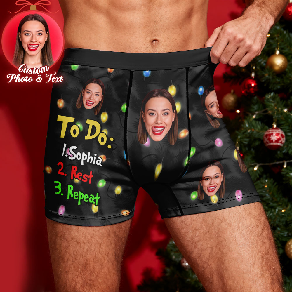 Custom Face Men's Boxer Underwear To Do List Funny Boxer Gift Personalized Photo Name Men's Boxer Briefs Christmas Gift