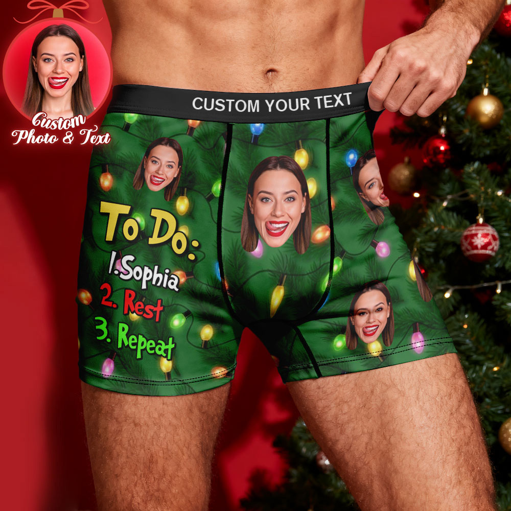 Custom Face Men's Boxer Underwear To Do List Funny Boxer Gift Personalized Photo Name Men's Boxer Briefs Christmas Gift - MyPhotoSocks