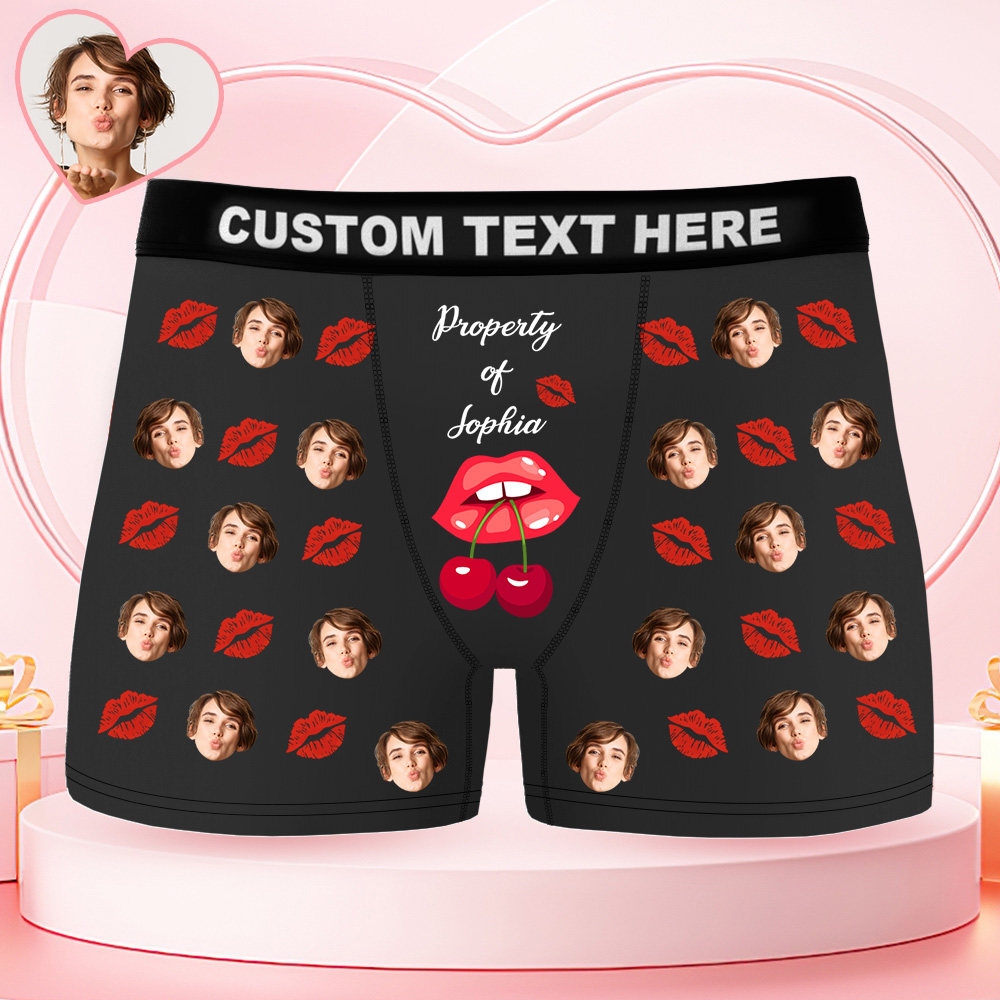 Personalized Face Boxer Briefs Funny Photo Underwear Property of Her Gift for Men - MyPhotoSocks