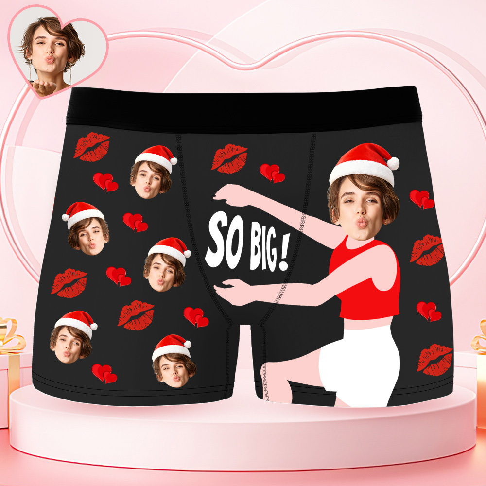 Personalized Face Boxer Briefs, Funny Photo Underwear, Christmas Gift for Men - MyPhotoSocks