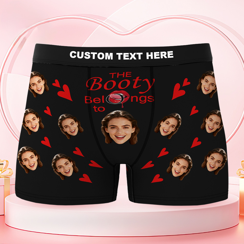 Personalized Gifts for Him Custom Face Photo Boxer Briefs Men's Boxers Underwear The Booty Belongs - MyPhotoSocks