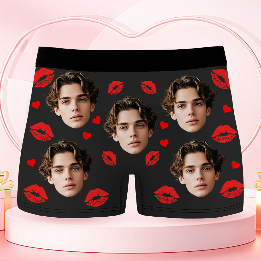 Custom Face Men's Boxer Underwear Her Since Year Black Boxer Gift Personalized Photo Funny Men's Boxer Briefs - MyPhotoSocks