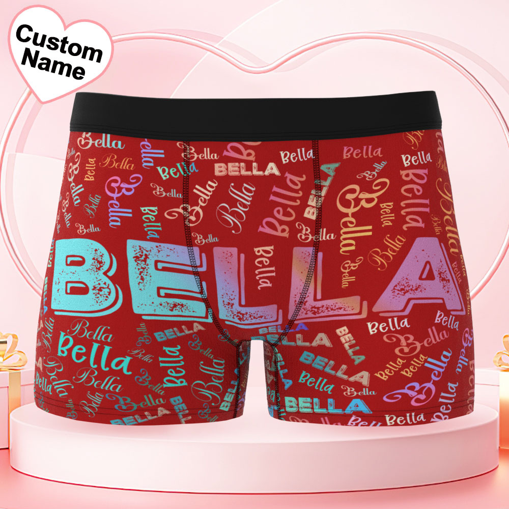 Custom Name Men's Underwear Gradient Color Personalized Men's Boxer Briefs - MyPhotoSocks