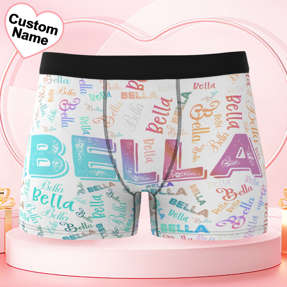 Custom Name Men's Underwear Gradient Color Personalized Men's Boxer Briefs - MyPhotoSocks