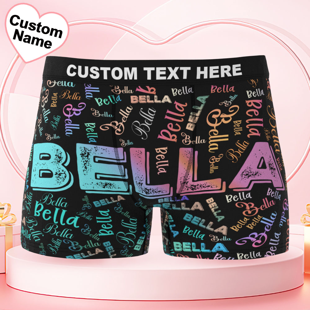 Custom Name Men's Underwear Gradient Color Personalized Men's Boxer Briefs - MyPhotoSocks