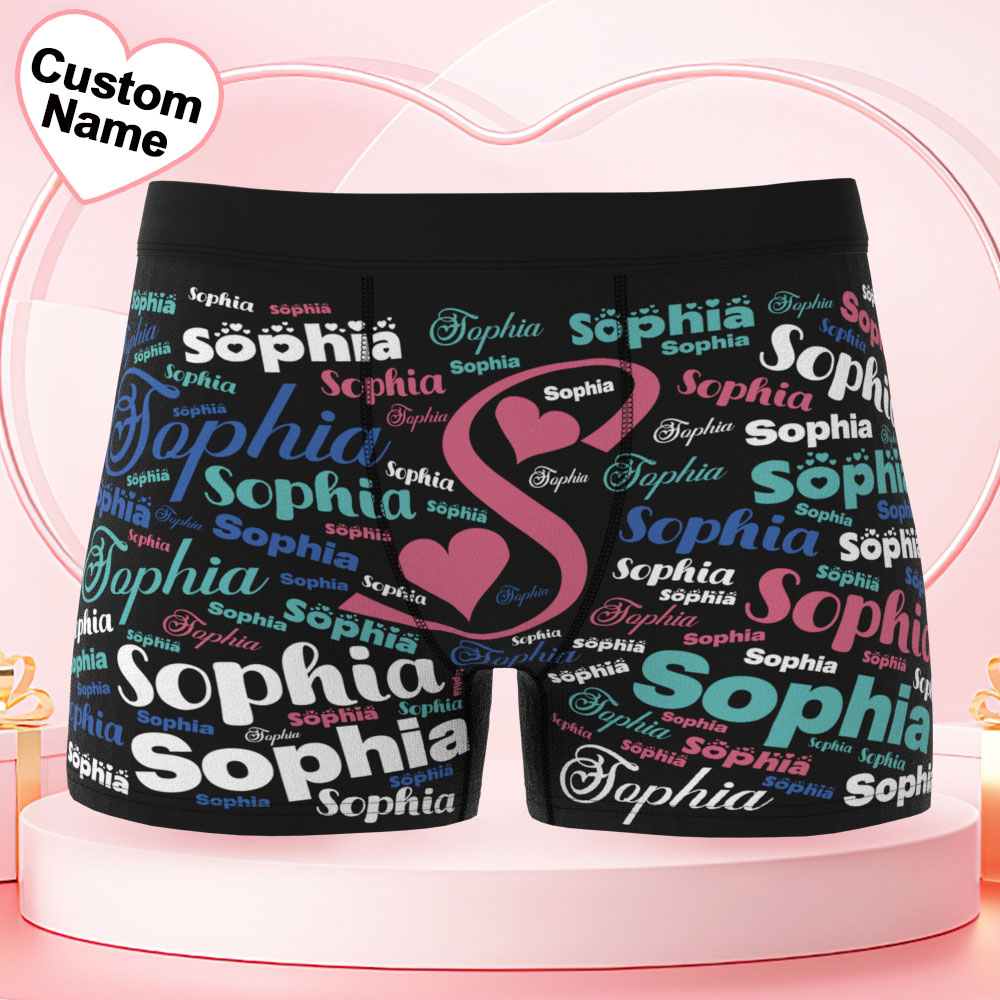 Custom Name Men's Underwear Multicolor Word Personalized Men's Boxer Briefs - MyPhotoSocks