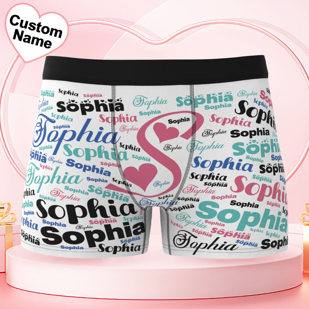 Custom Name Men's Underwear Multicolor Word Personalized Men's Boxer Briefs - MyPhotoSocks