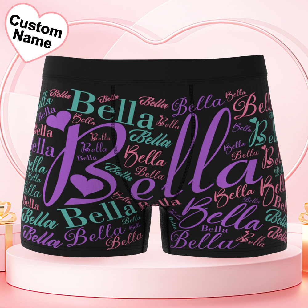 Custom Name Men's Underwear With Heart Personalized Men's Boxer Briefs - MyPhotoSocks