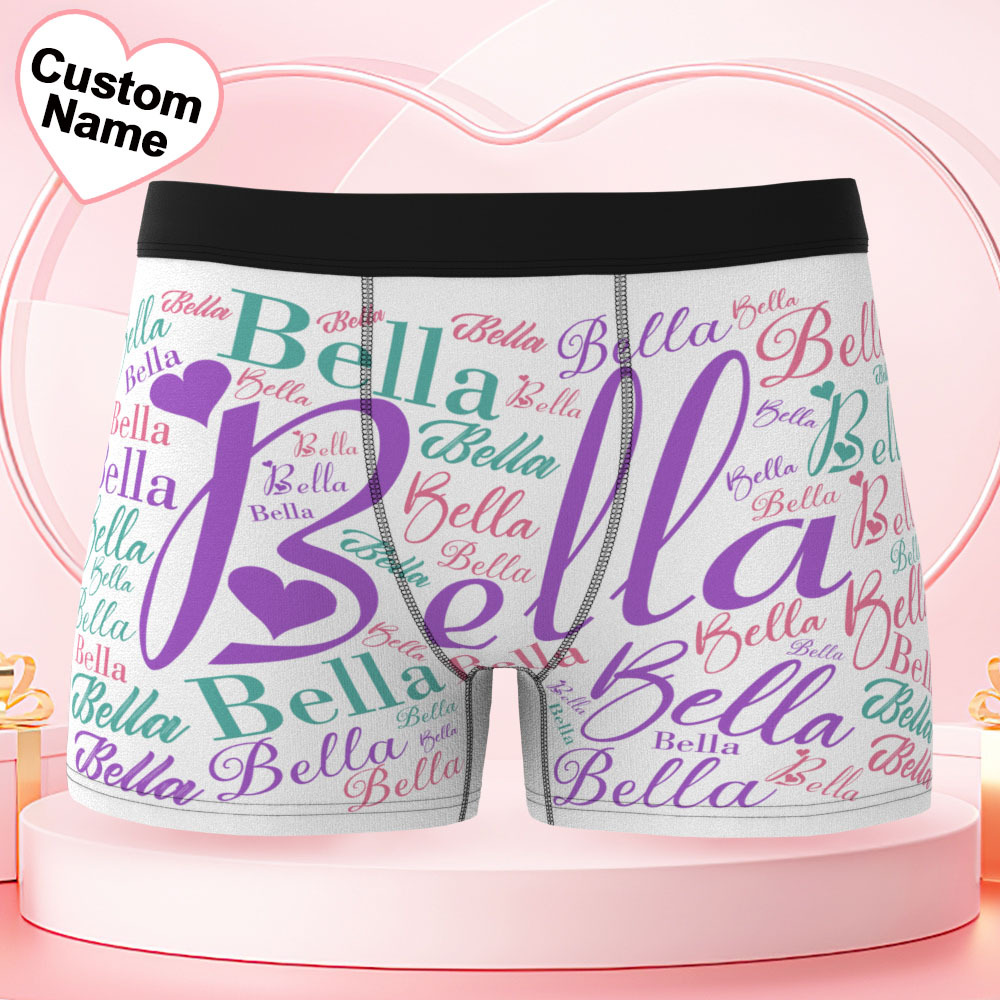 Custom Name Men's Underwear With Heart Personalized Men's Boxer Briefs - MyPhotoSocks