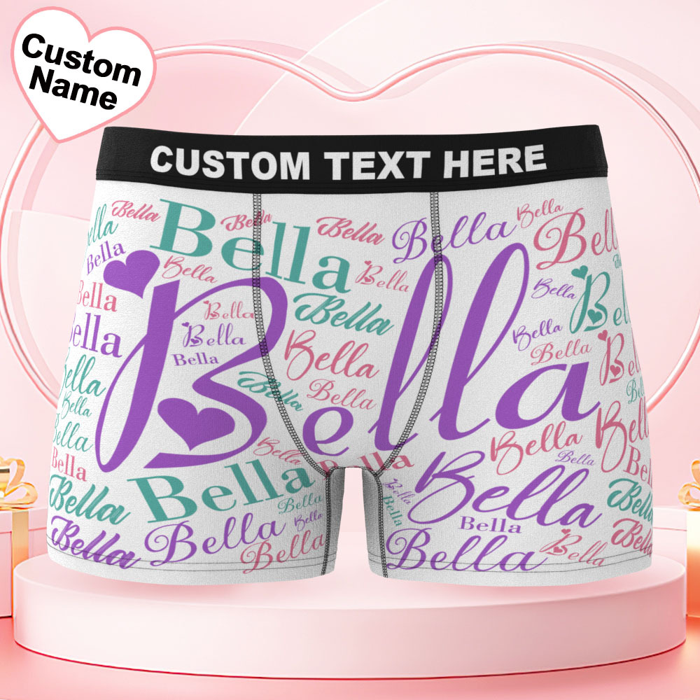 Custom Name Men's Underwear With Heart Personalized Men's Boxer Briefs - MyPhotoSocks
