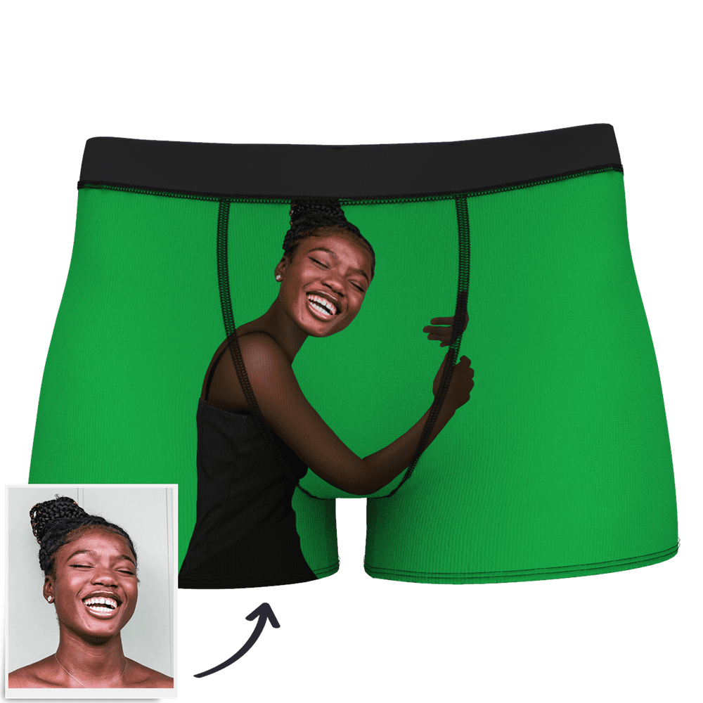 Custom Photo Man Boxer Shorts On Body Dark Skin - MyPhotoSocks