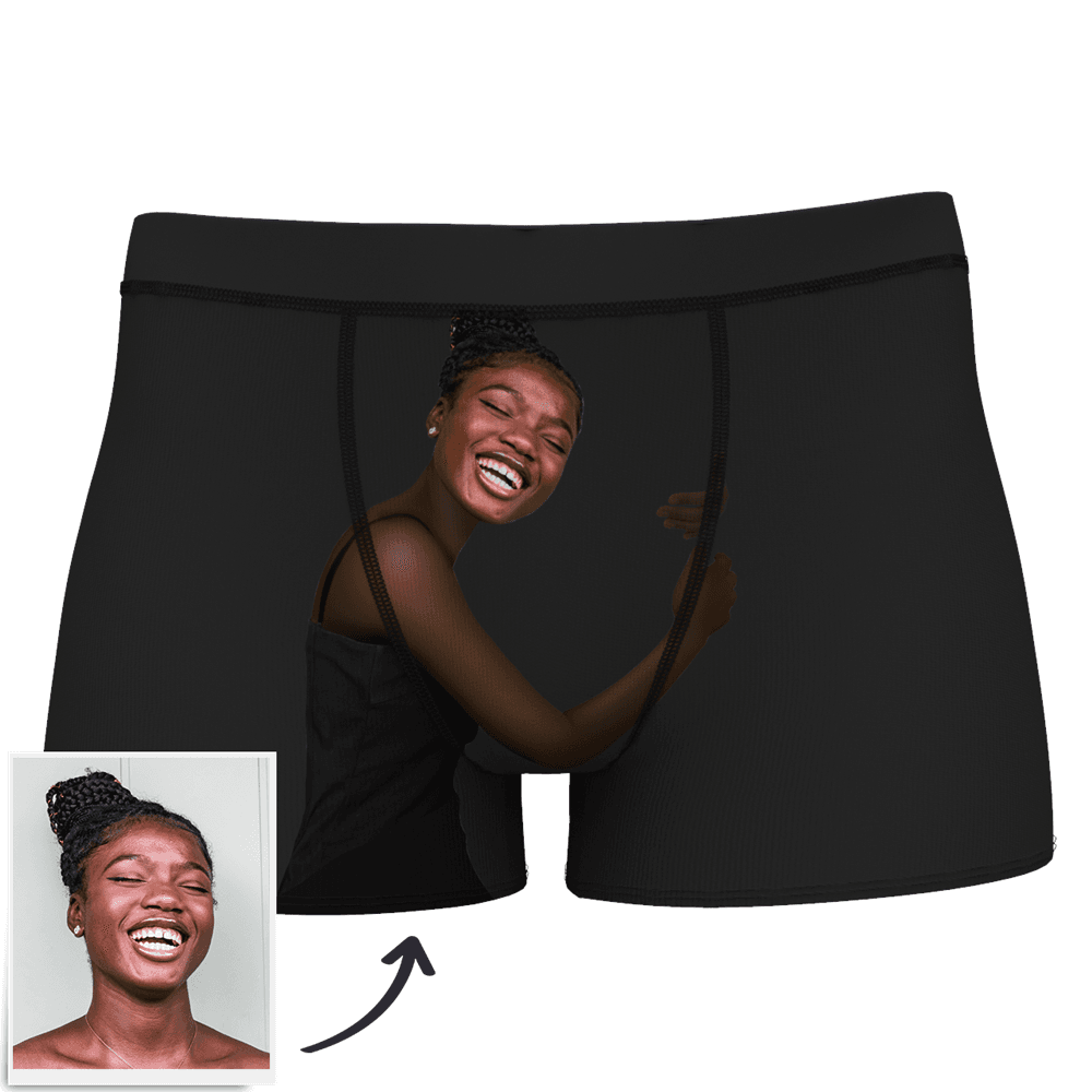 Custom Photo Man Boxer Shorts On Body Dark Skin - MyPhotoSocks