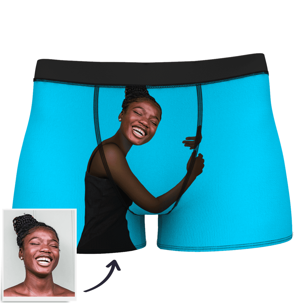 Custom Photo Man Boxer Shorts On Body Dark Skin - MyPhotoSocks