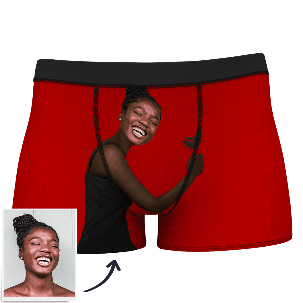 Custom Photo Man Boxer Shorts On Body Dark Skin - MyPhotoSocks