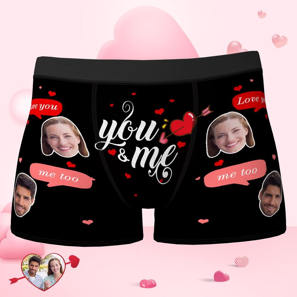 Custom Face Valentine's Day Love You Boxer - Funny Shorts for Men-MyPhotoSocks