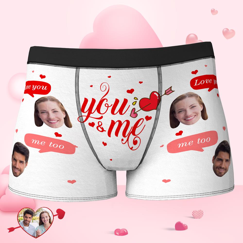 Custom Face Valentine's Day Love You Boxer - Funny Shorts for Men-MyPhotoSocks