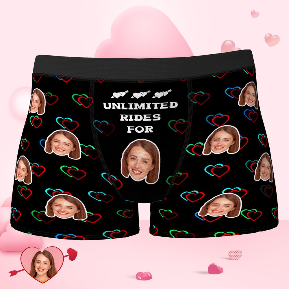Custom Face Boxer Colorful Heart Funny Shorts Valentine's Day Gifts-MyPhotoSocks