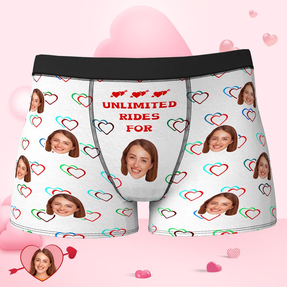 Custom Face Boxer Colorful Heart Funny Shorts Valentine's Day Gifts-MyPhotoSocks