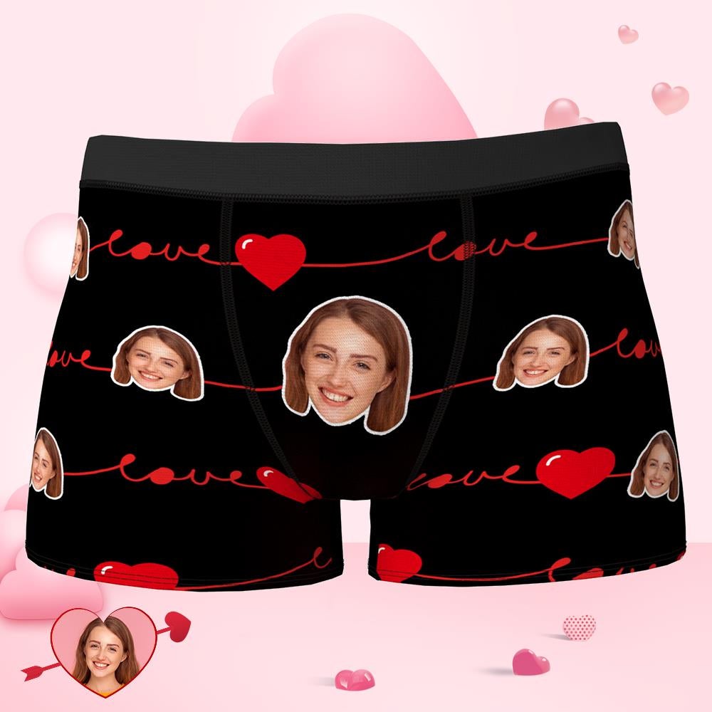 Custom Face Boxer Heart and Love Shorts Valentine's Day Gifts-MyPhotoSocks