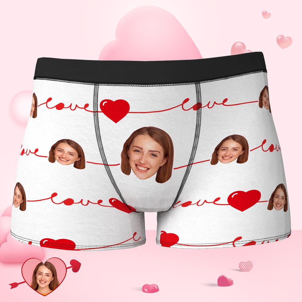 Custom Face Boxer Heart and Love Shorts Valentine's Day Gifts-MyPhotoSocks