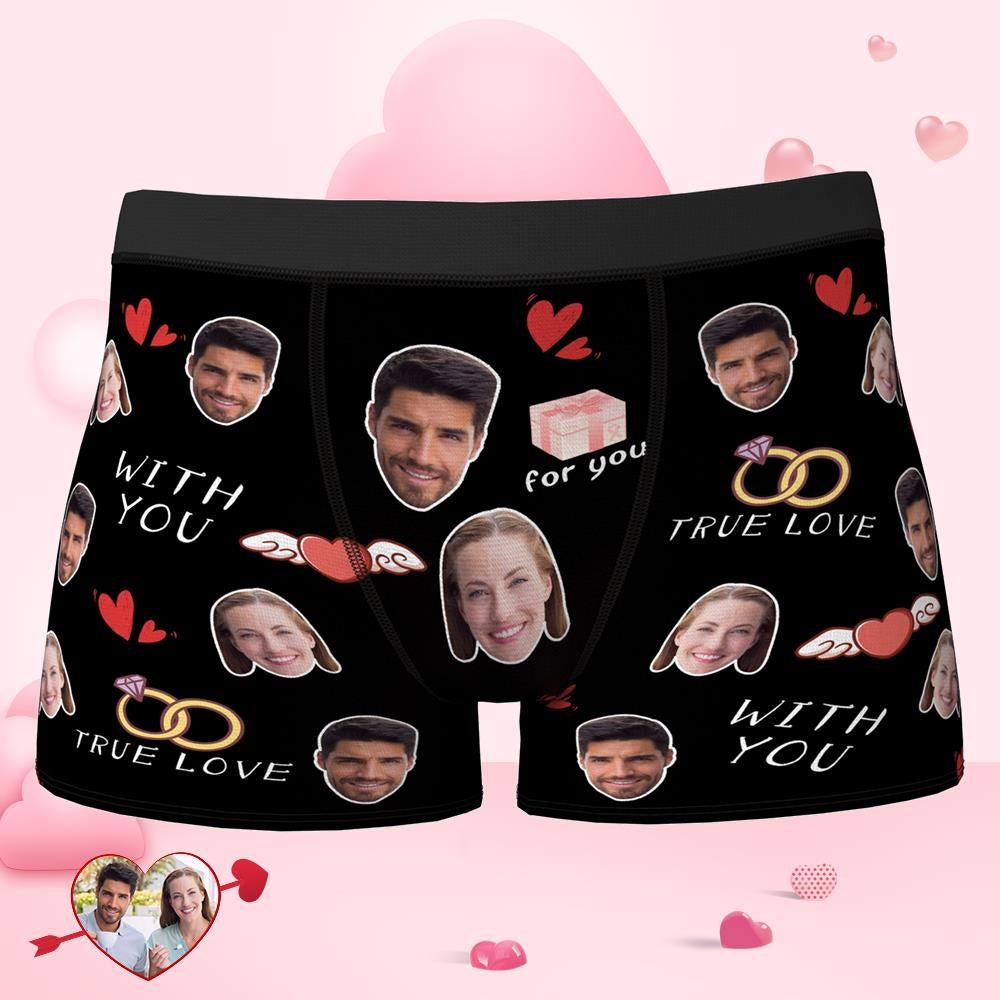 Custom Face Boxer True Love With You Valentines Day Gifts-MyPhotoSocks