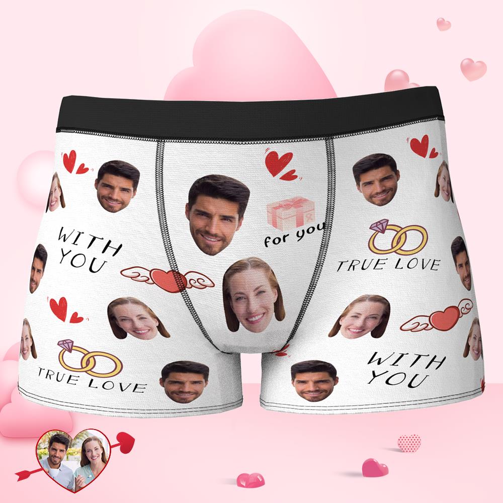 Custom Face Boxer True Love With You Valentines Day Gifts-MyPhotoSocks