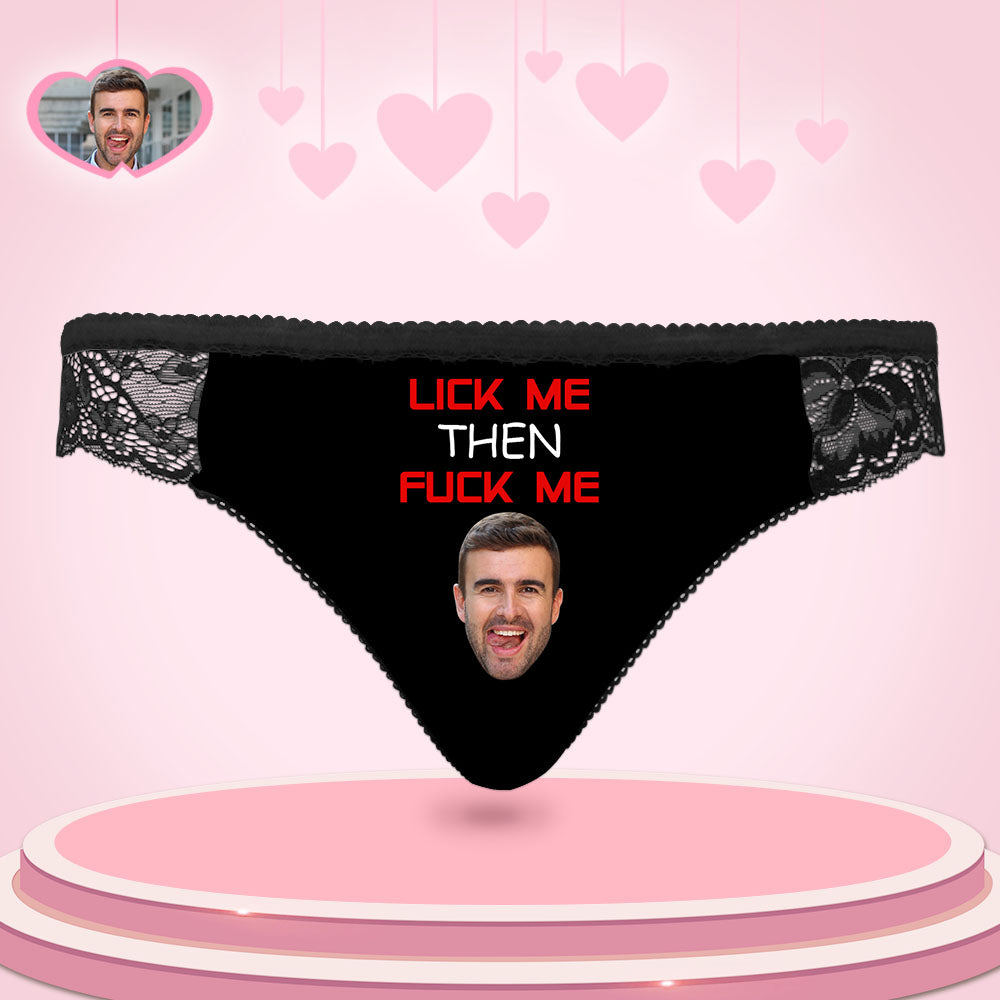 Custom Women Lace Panty Face Sexy Panties Women's Underwear - LICK ME THEN FUCK ME-MyPhotoSocks