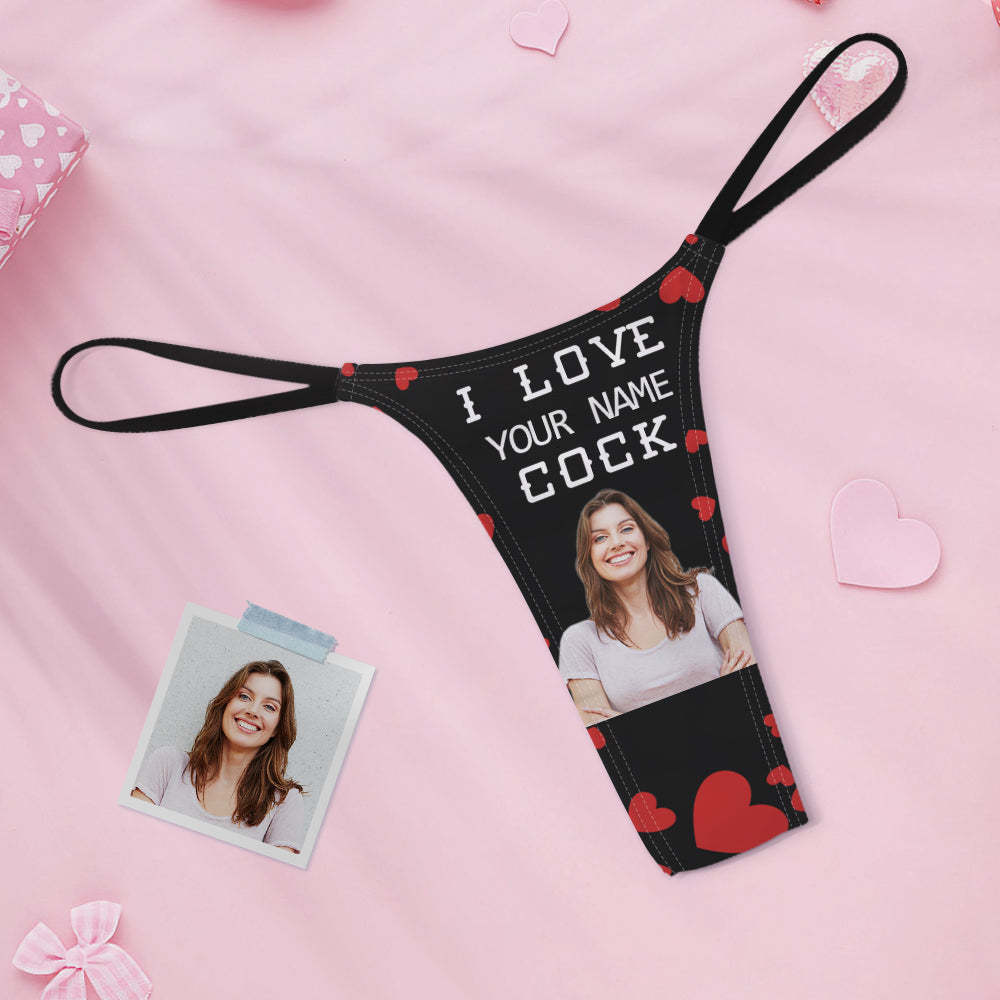 Custom Face Women's Tanga Thong I Love Your Cock Gifts For Mom