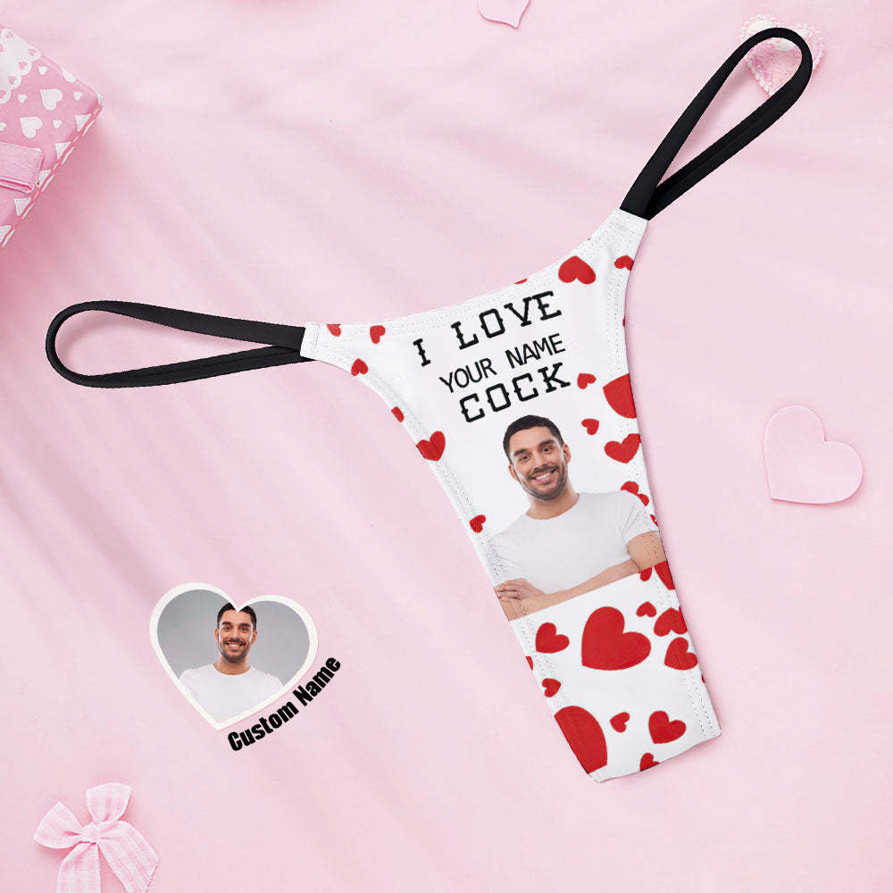 Custom Face Women's Tanga Thong I Love Your Cock