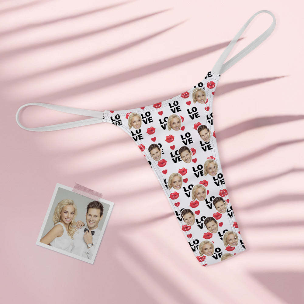 Custom Face Love Women's Colorful Tanga Thong Lip Print - 