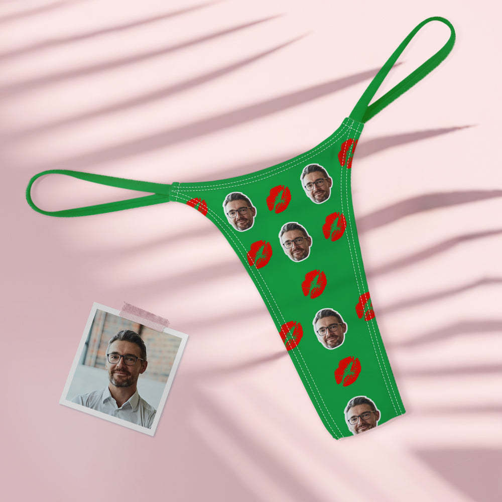 Custom Face Red Lips Women's Colorful Tanga Thong Kiss - 