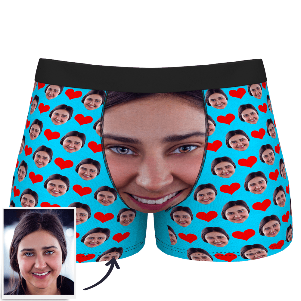 Custom Face Boxer Shorts Love Heart - MyPhotoSocks