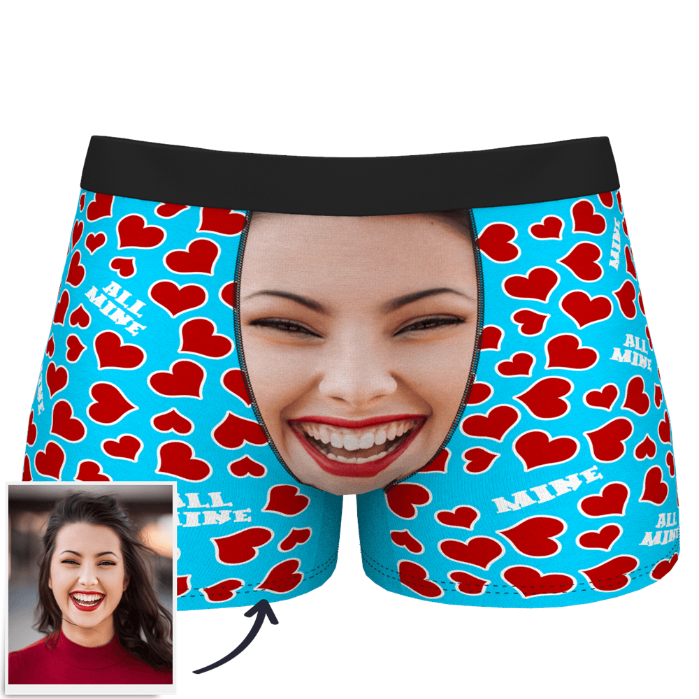 Custom Face Boxer Shorts All Mine Heart - MyPhotoSocks