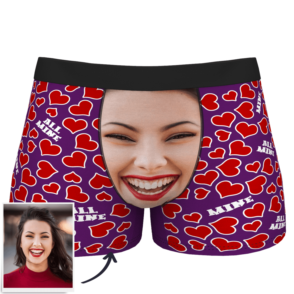 Custom Face Boxer Shorts All Mine Heart - MyPhotoSocks