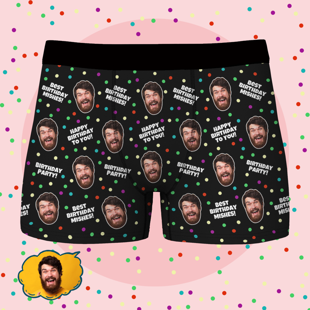 Custom Face Boxer Shorts Personalized Photo Boxer Shorts - Happy Birthday to You