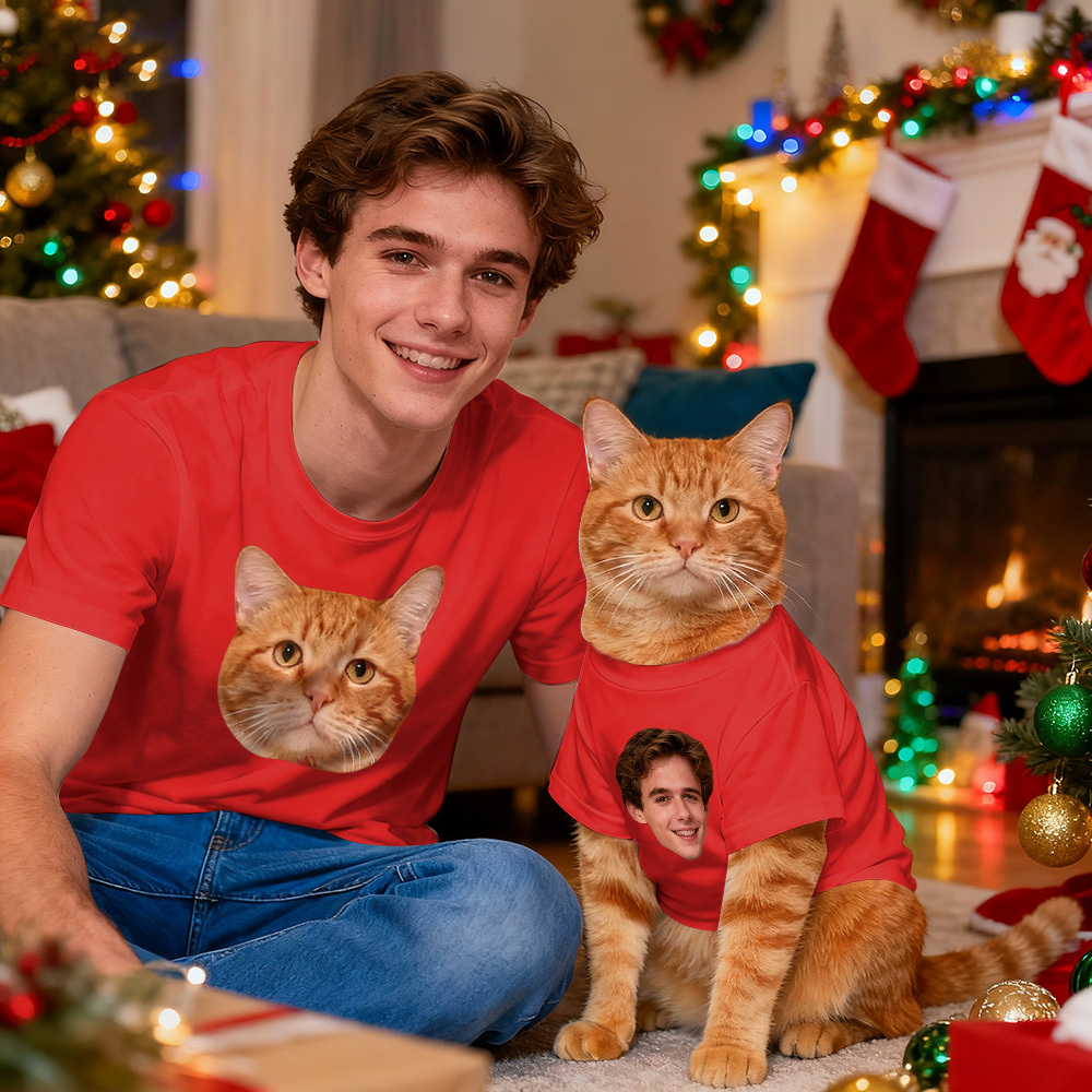 Custom Photo T-Shirt Set Dog and Owner Matching Shirts Personalized Pet Lover Gift - MyPhotoSocks