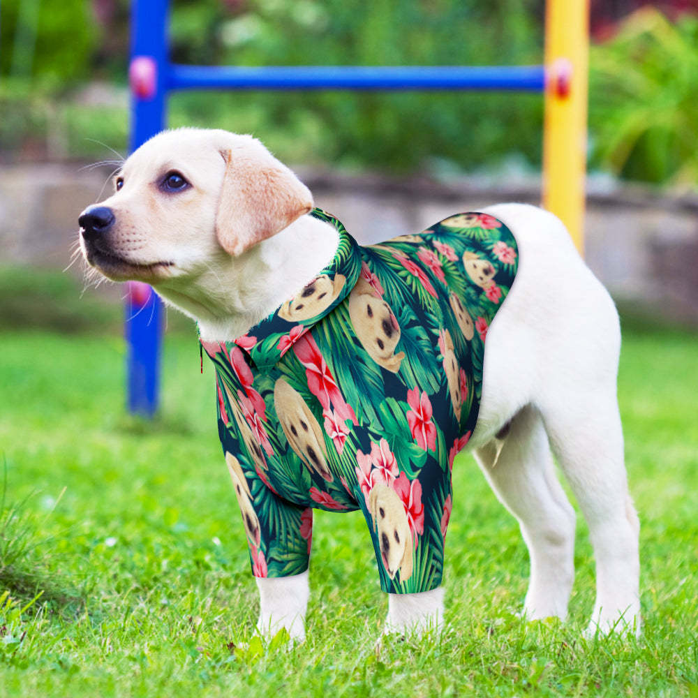 Custom Face Hawaiian Dog Shirt Personalized Dark Green Pet Beach Flowers Shirt Clothes Gift for Pets - My Photo Socks
