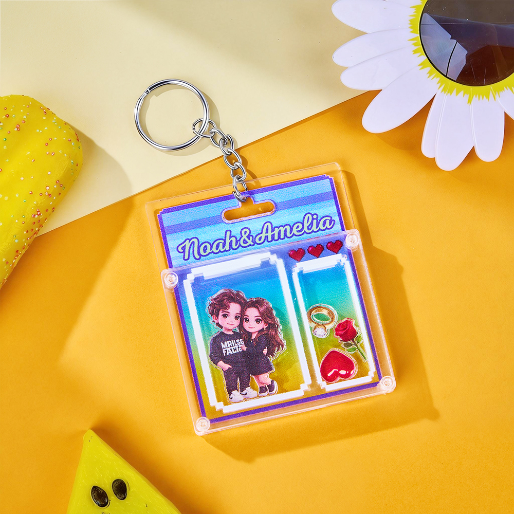 Custom Cartoon Keychain Personalized 3D Acrylic Cartoon Keychain Photo Bag Charm Unique Keepsake Gift for Couple Valentine's Day Gift - MyPhotoSocks