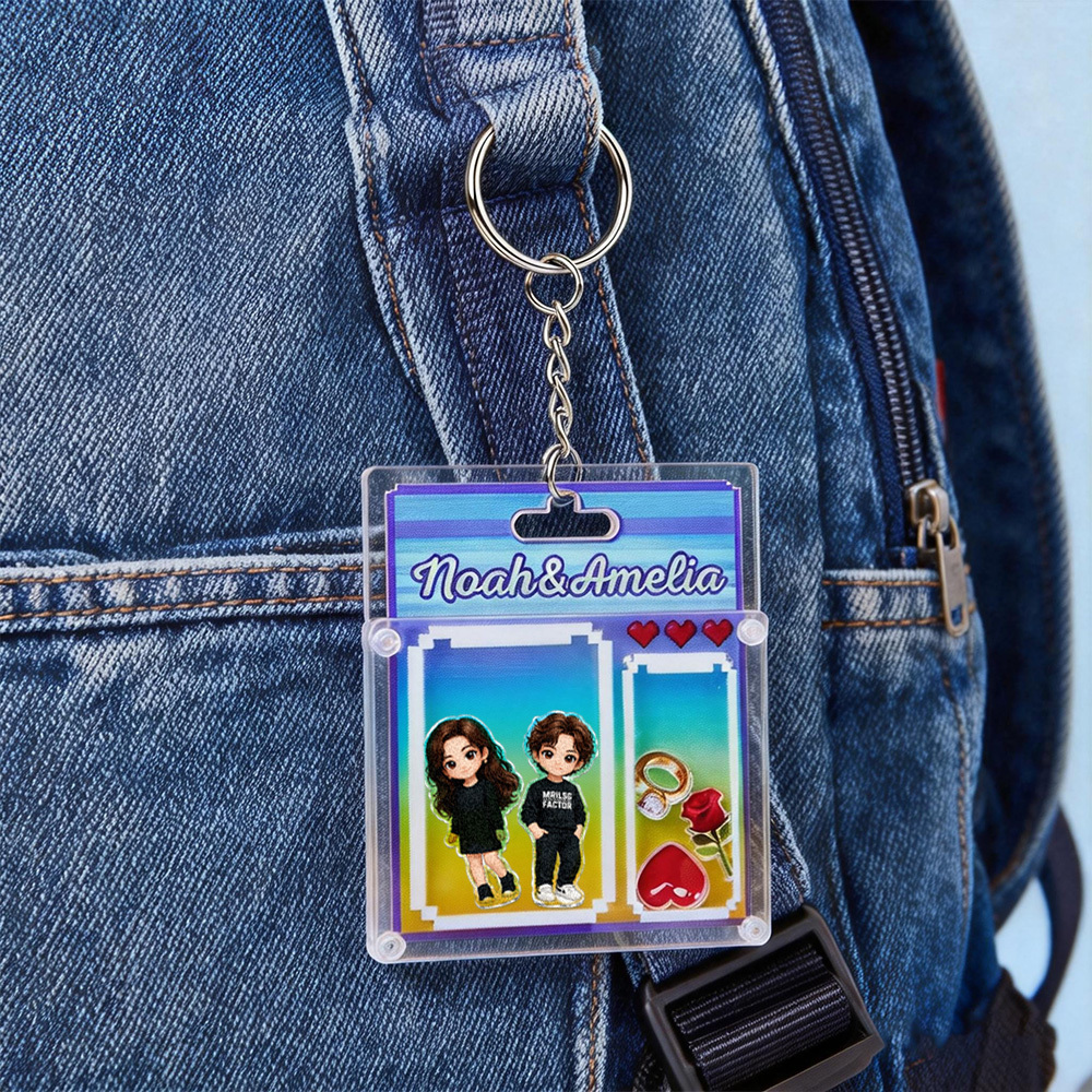 Custom Cartoon Keychain Personalized 3D Acrylic Cartoon Keychain Photo Bag Charm Unique Keepsake Gift for Couple Valentine's Day Gift - MyPhotoSocks
