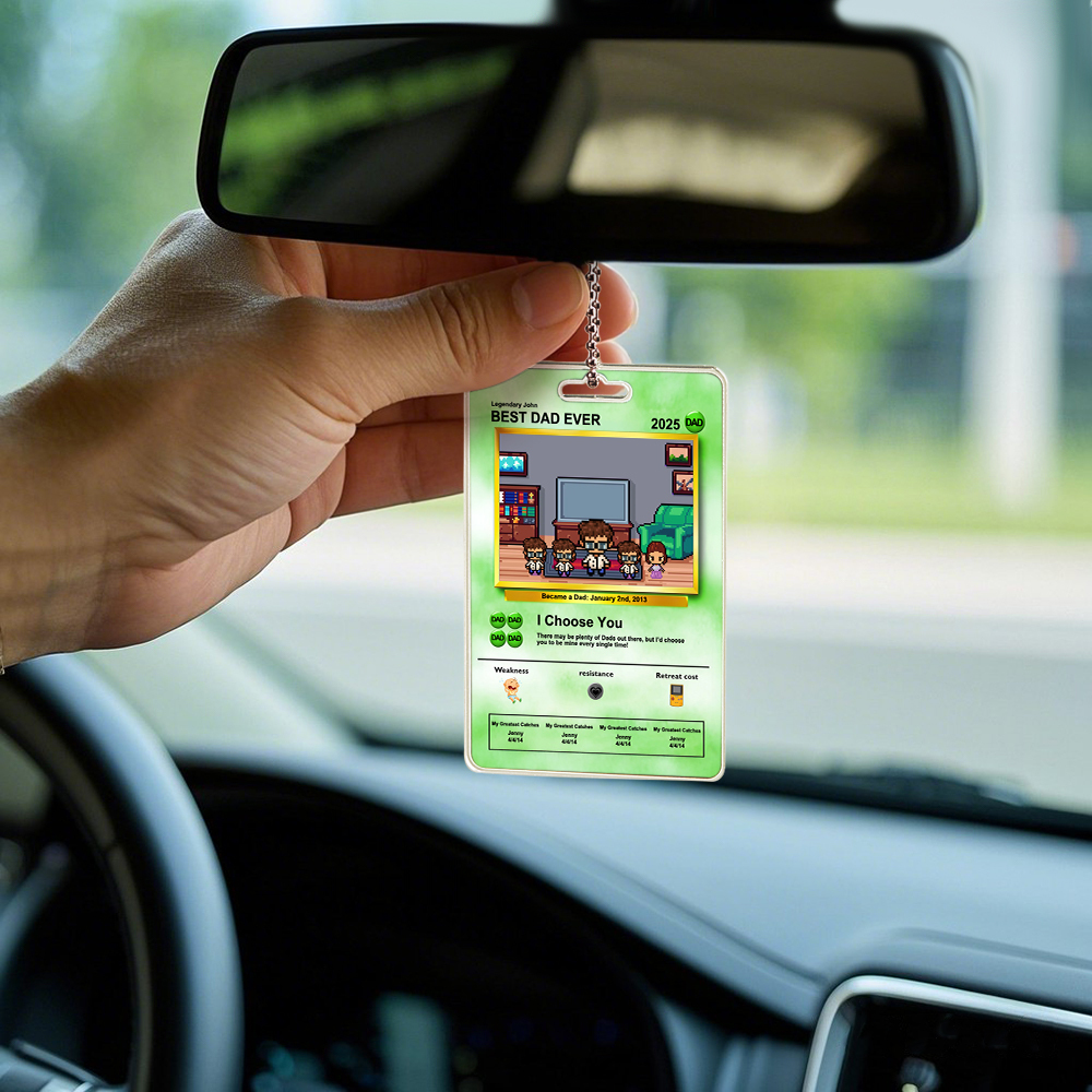 Custom Poke Car Ornament Pixel Style Photo Personalized Cartoon Photo Hanging Decoration for Car Rearview Mirror - MyPhotoSocks