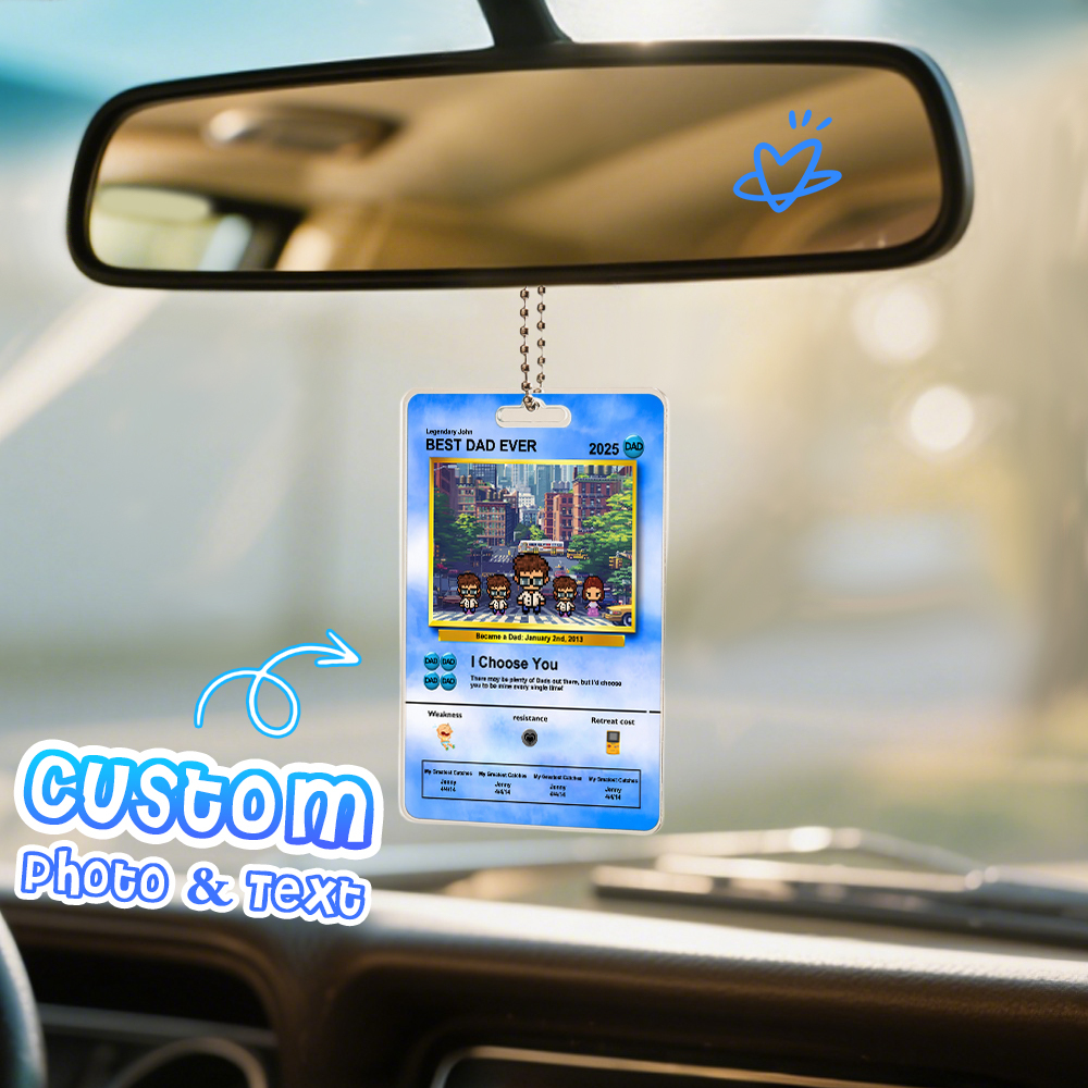 Custom Poke Car Ornament Pixel Style Photo Personalized Cartoon Photo Hanging Decoration for Car Rearview Mirror - MyPhotoSocks