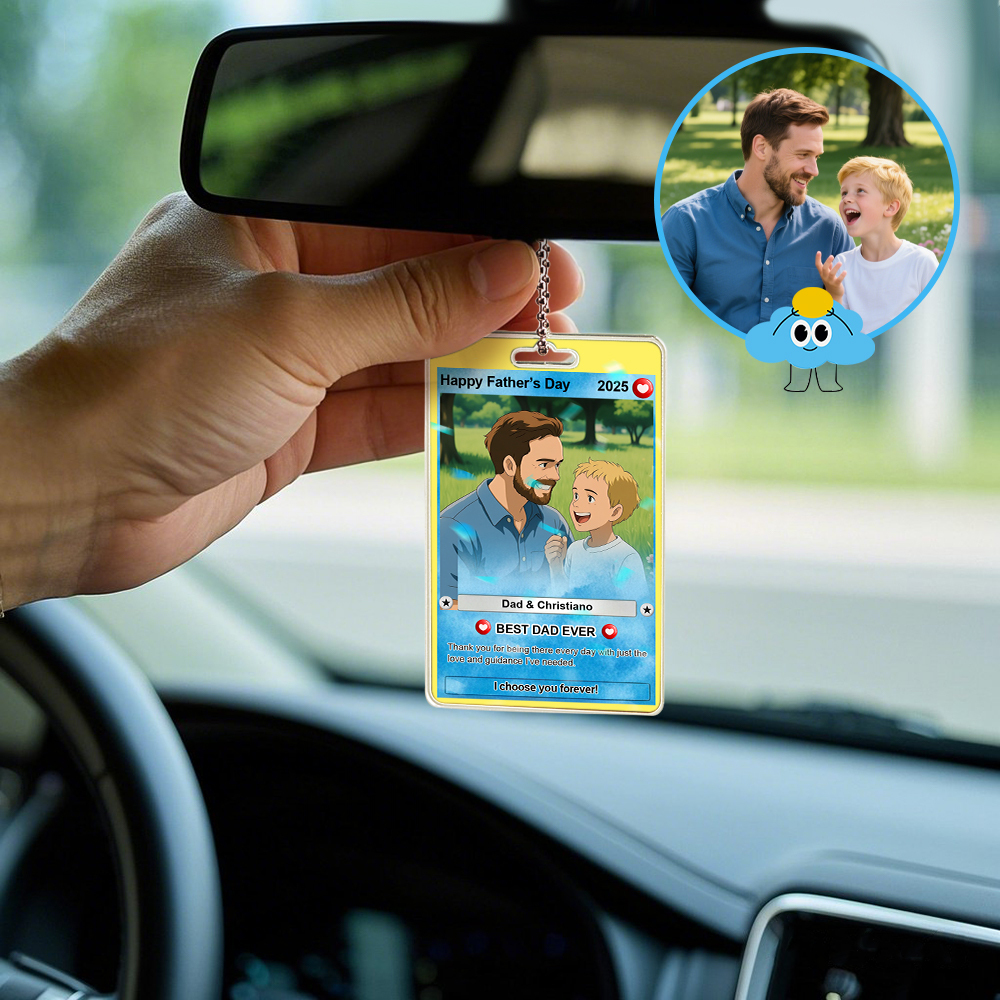 Custom Poke Car Ornament Pixel Style Photo Personalized Cartoon Photo Hanging Decoration for Car Rearview Mirror - MyPhotoSocks