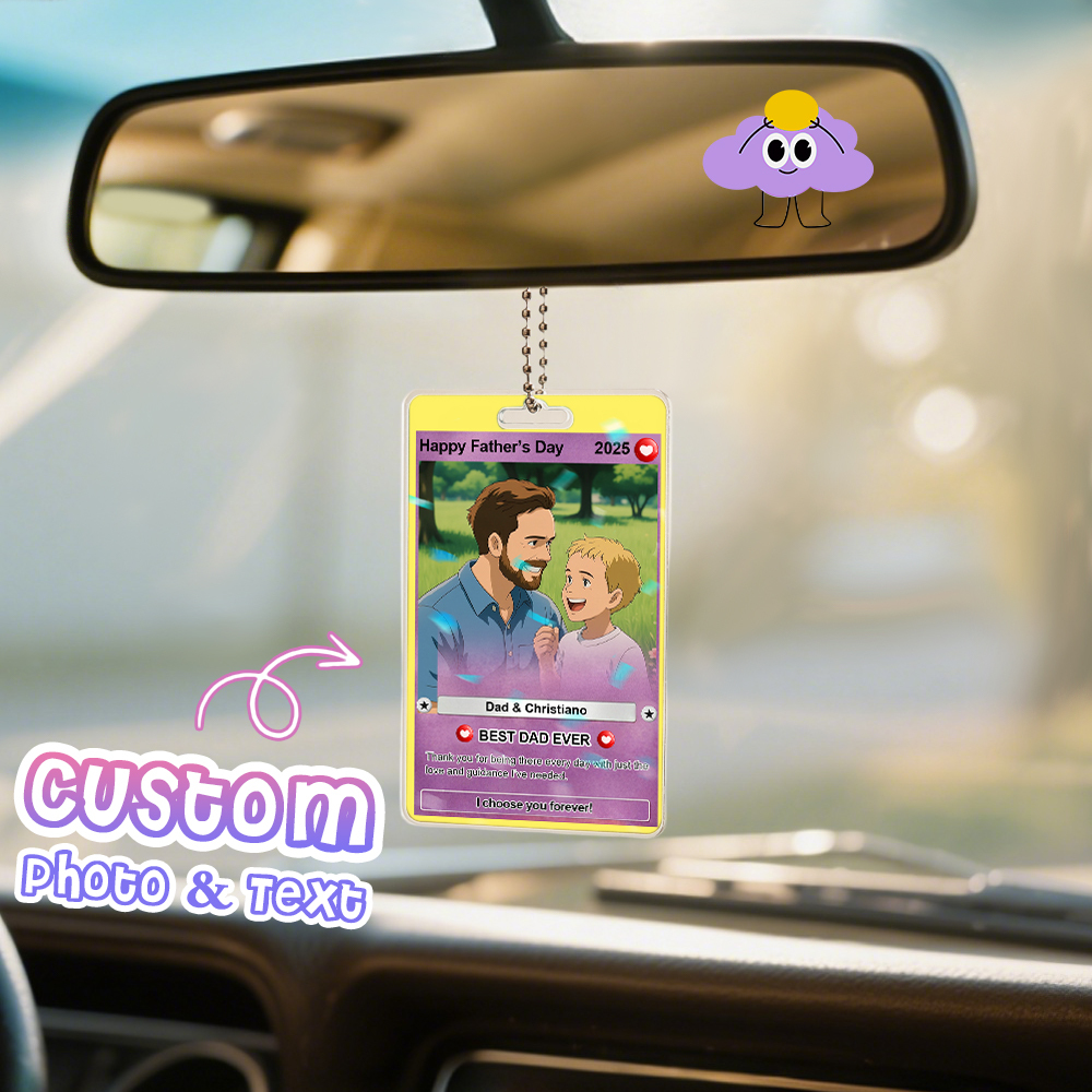 Custom Poke Car Ornament Pixel Style Photo Personalized Cartoon Photo Hanging Decoration for Car Rearview Mirror - MyPhotoSocks