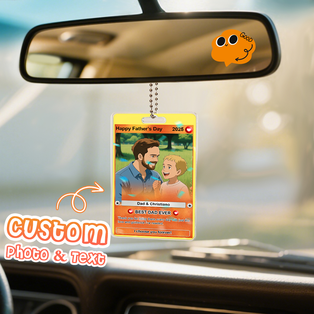 Custom Poke Car Ornament Pixel Style Photo Personalized Cartoon Photo Hanging Decoration for Car Rearview Mirror - MyPhotoSocks