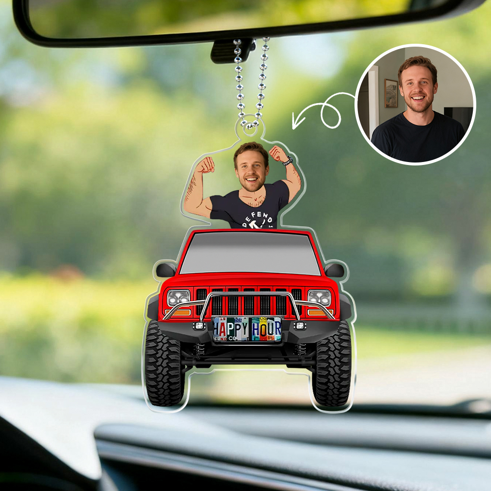 Father's Day Gifts Personalized Custom Acrylic Car Ornament Muscle Dad