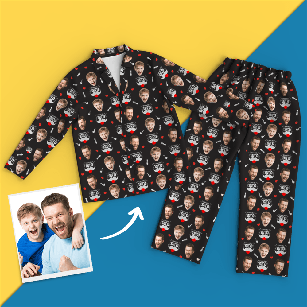 Custom Face Pajamas Long Sleeve Pajamas- I Love My Dad