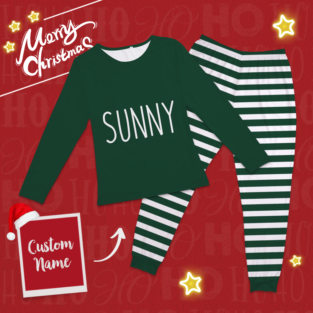 Custom Classic Red And Green Christmas Pajamas Set-Pajama Bottoms